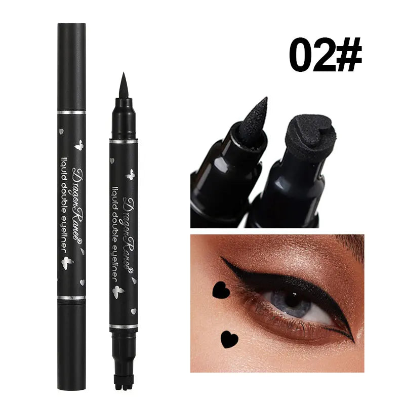 Double-Ended Stamp Eyeliner Waterproof Non-Smudge Eyeliner Liquid Pen Quick-Drying Waterproof Sweat-Proof Not Easy to Smudge Eyeliner Stamp Eyeliner Liquid