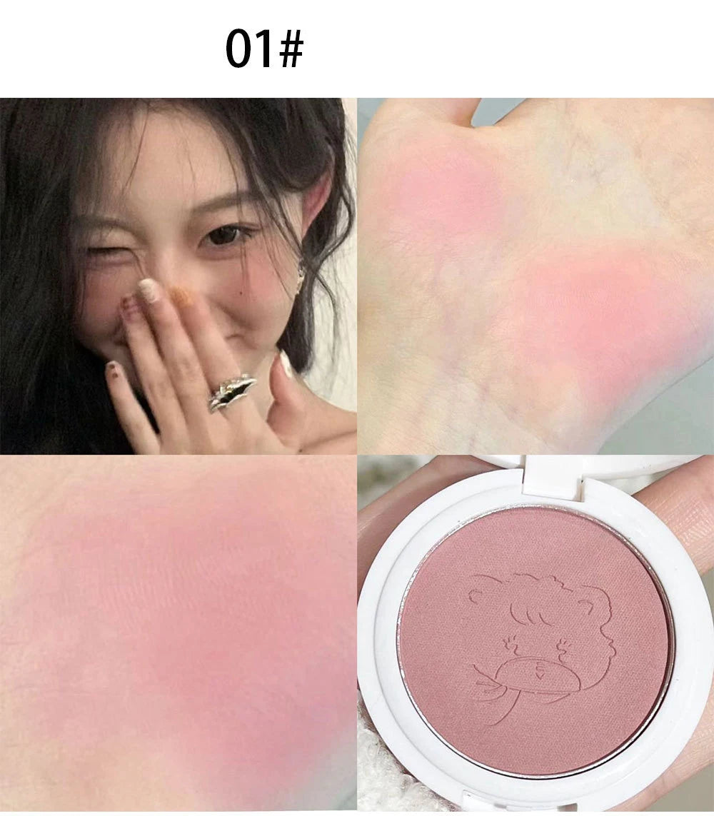 Monochrome Cute Blusher Peach Milk Pink Cream Natural Cheek Tint Brighten Waterproof Matte Face Contouring Blush Palette Makeup