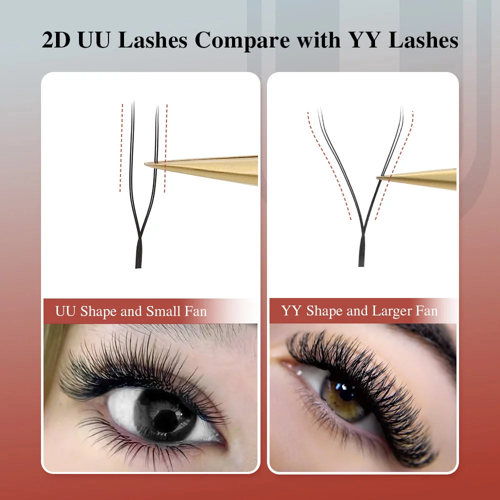 NAGARAKU 2D 3D UU Lashes U Shape Eyelash Premium Soft YY Eyelashes Extension Makeup Mesh Net Cross Volume Eyelash
