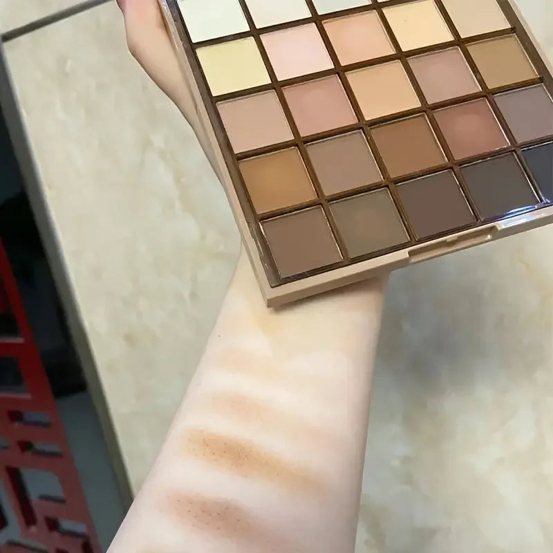 25 color eyeshadow palette - matte and shimmer, high pigmy brown nude, coffee chocolate student party daily stage makeup