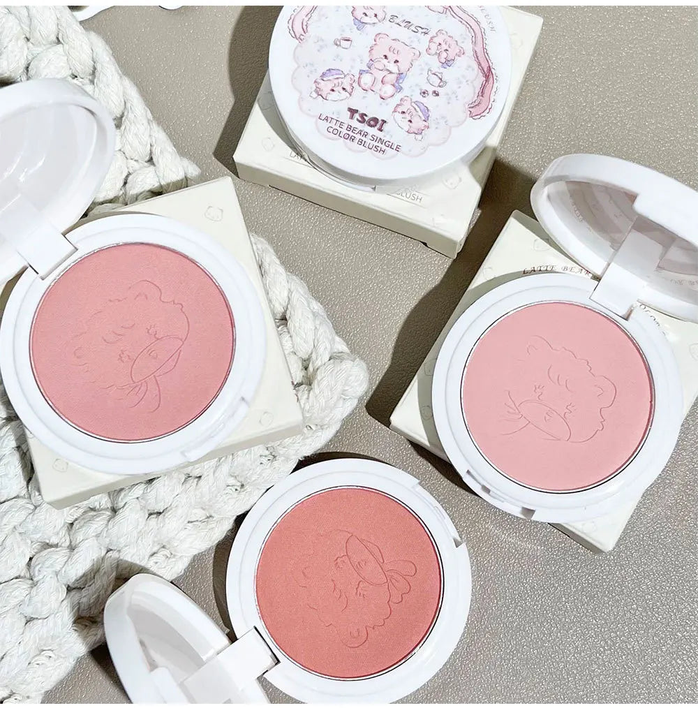 Monochrome Cute Blusher Peach Milk Pink Cream Natural Cheek Tint Brighten Waterproof Matte Face Contouring Blush Palette Makeup