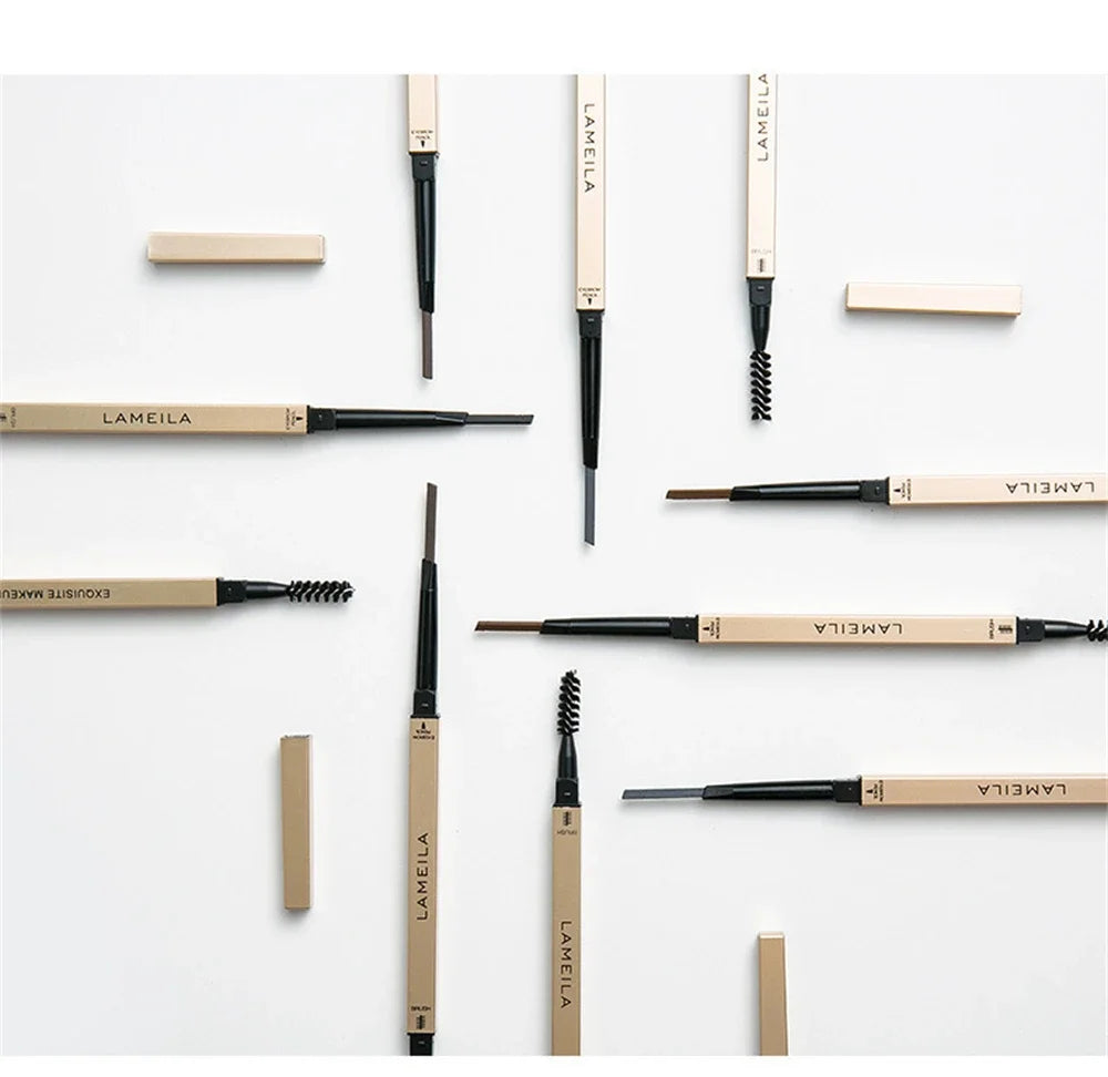 5 Colors With Brush Double Head Eyebrow Pencil Waterproof Smooth Eyebrow Stick Sweatproof Eyebrow Gel Tattoo Pencil Cosmetics
