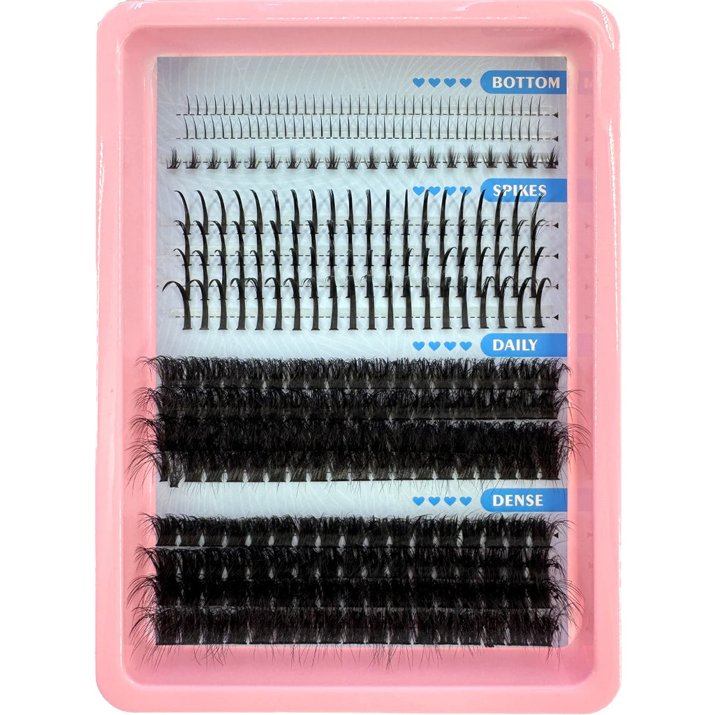 60-150D Cluster Eyelash Extensions with Lash Spikes Lash Clusters Wispy Eyelashes Clusters Fluffier Individual Lashes Clusters