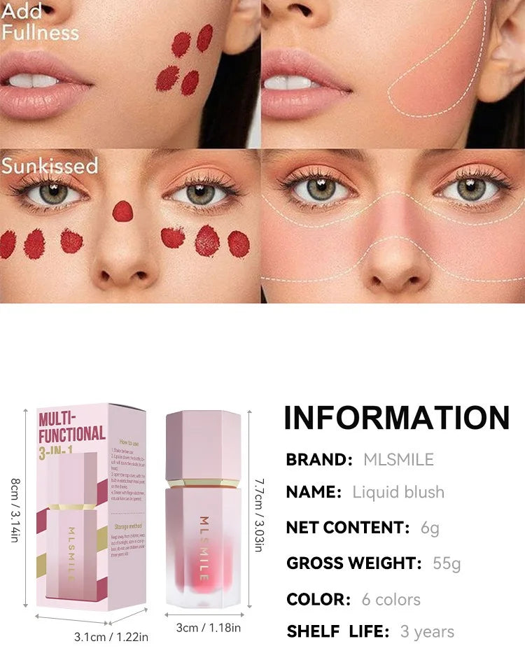 Liquid Versatile Blush Face Brighten Long-lasting Natural Moisturizer Cheek Tint Makeup Stick Lip Cheek Eye Kawaii Makeup
