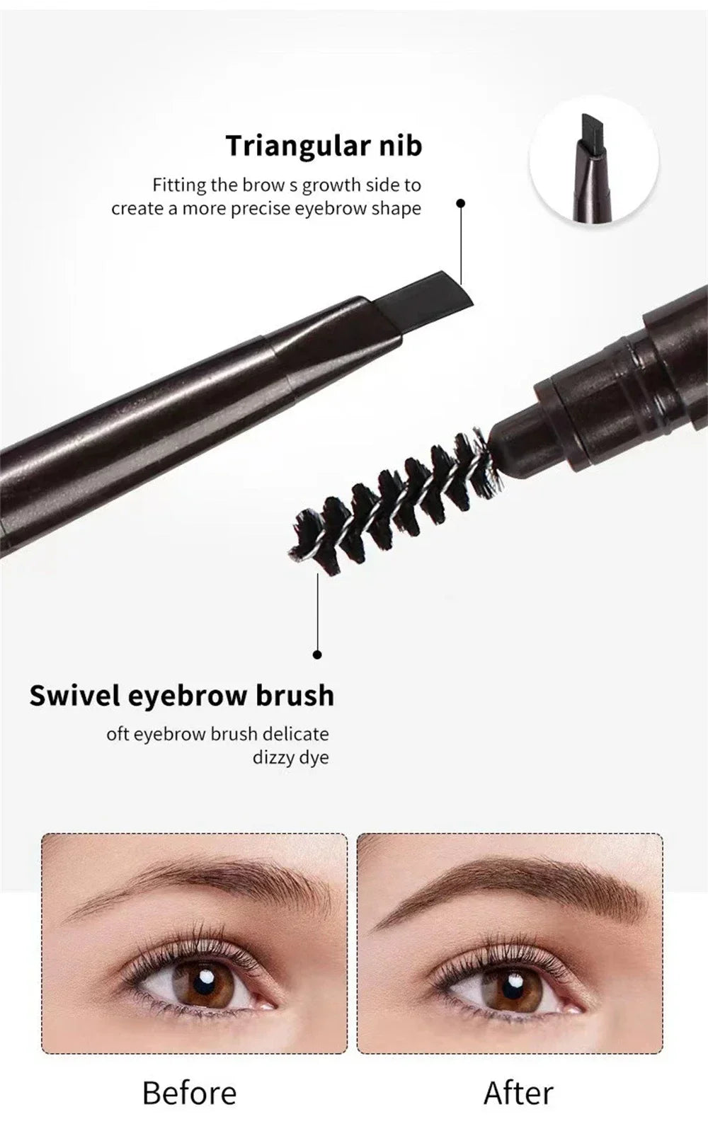 Extremely Fine Double-headed Waterproof Eyebrow Pencil - Durable and Long Lasting for Beginner Women's Makeup Eye Brow Pen