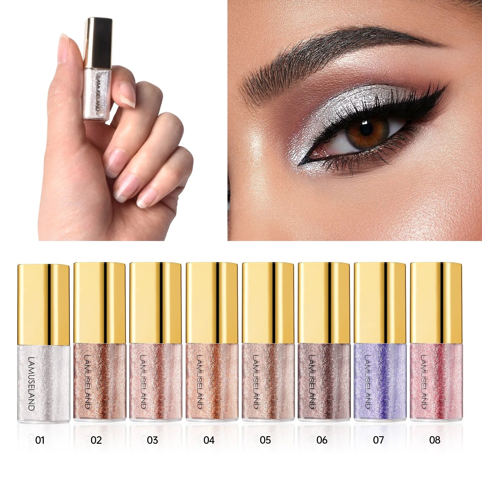 Pearly Liquid Eyeshadow Makeup Natural Smokey Silver Shimmer Glitter Diamond Shadows For Eyelids Waterproof Beauty Highlighter