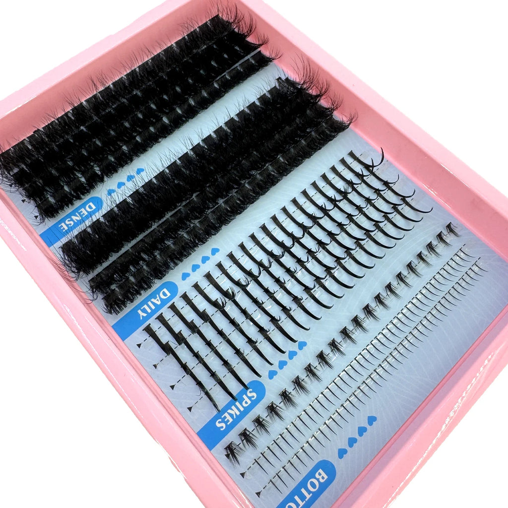 60-150D Cluster Eyelash Extensions with Lash Spikes Lash Clusters Wispy Eyelashes Clusters Fluffier Individual Lashes Clusters