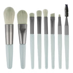 Set of 8 Soft Bristle Make Up Brushes Premium Synthetic With Bag Eyeshadow Brush Eye Facial Beauty Foundation Brush