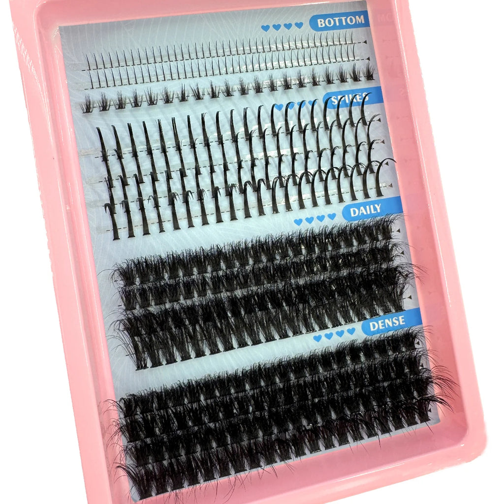 60-150D Cluster Eyelash Extensions with Lash Spikes Lash Clusters Wispy Eyelashes Clusters Fluffier Individual Lashes Clusters