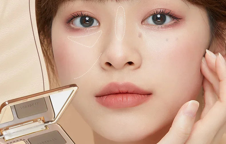Judydoll Highlight Facial Contouring Palette Matte Brighten Three-dimensional Shadow Lasting Glow Shimmer Powder Cosmetics