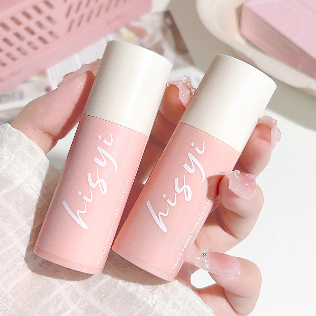 HISYI Yunrou Soft Fog Blush Stick - Energetic and Bouncy, Korean Style, Brightening, Dual-Use for Lips and Cheeks