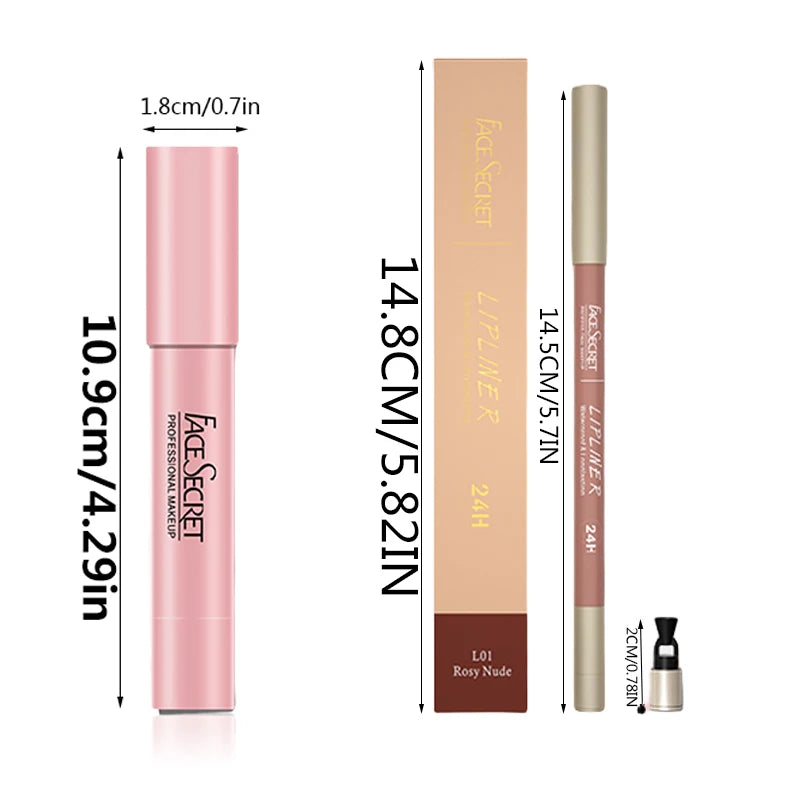 Matte Lipliner&Lipstick Set,Waterproof， Long Lasting Lip Makeup, Soft Matte Color Rendering,Women's Makeup Cosmetics