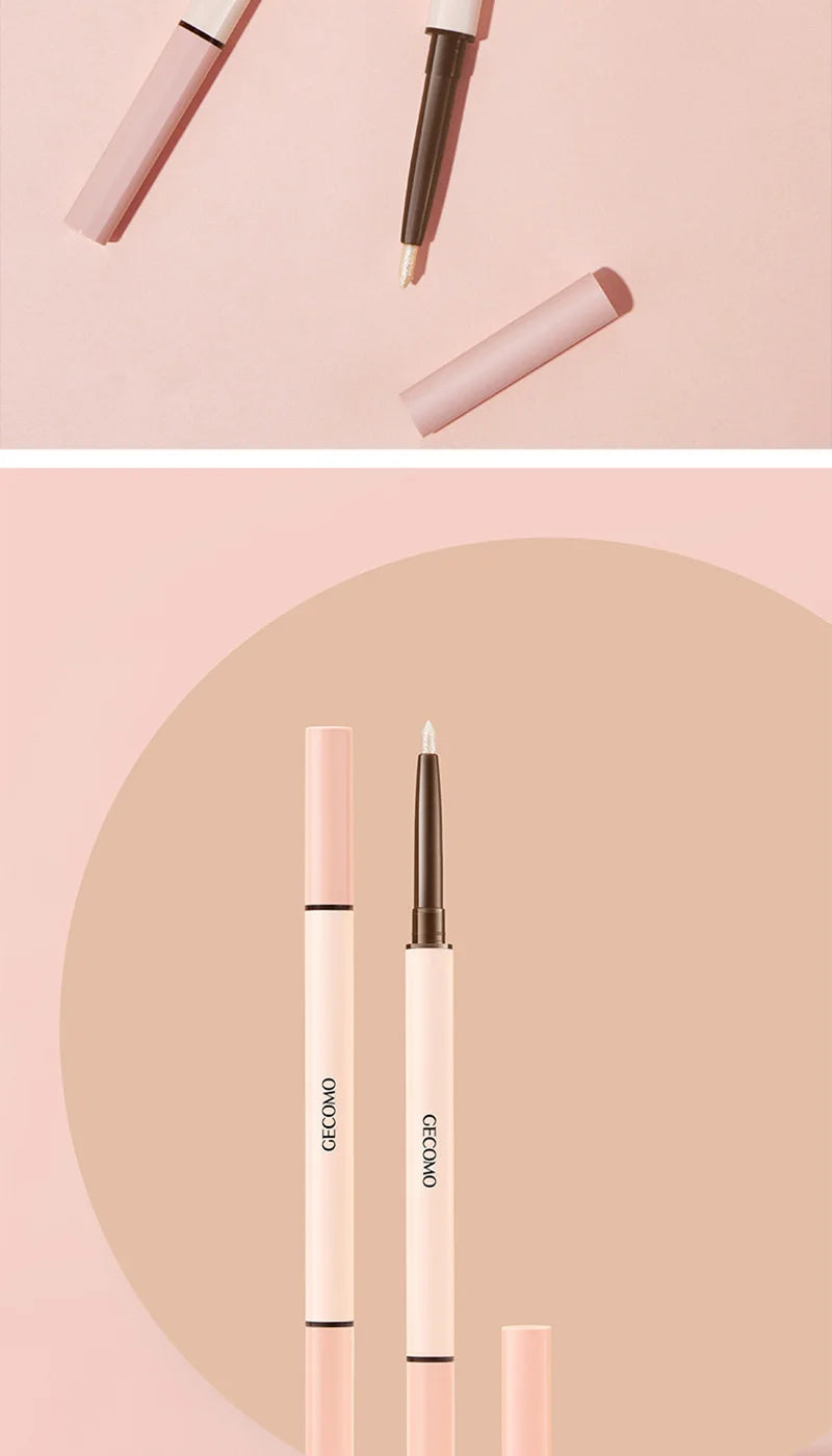 GECOMO 3D star eye double head silkworm pen, keep makeup lasting, waterproof and not easy to stain, brighten