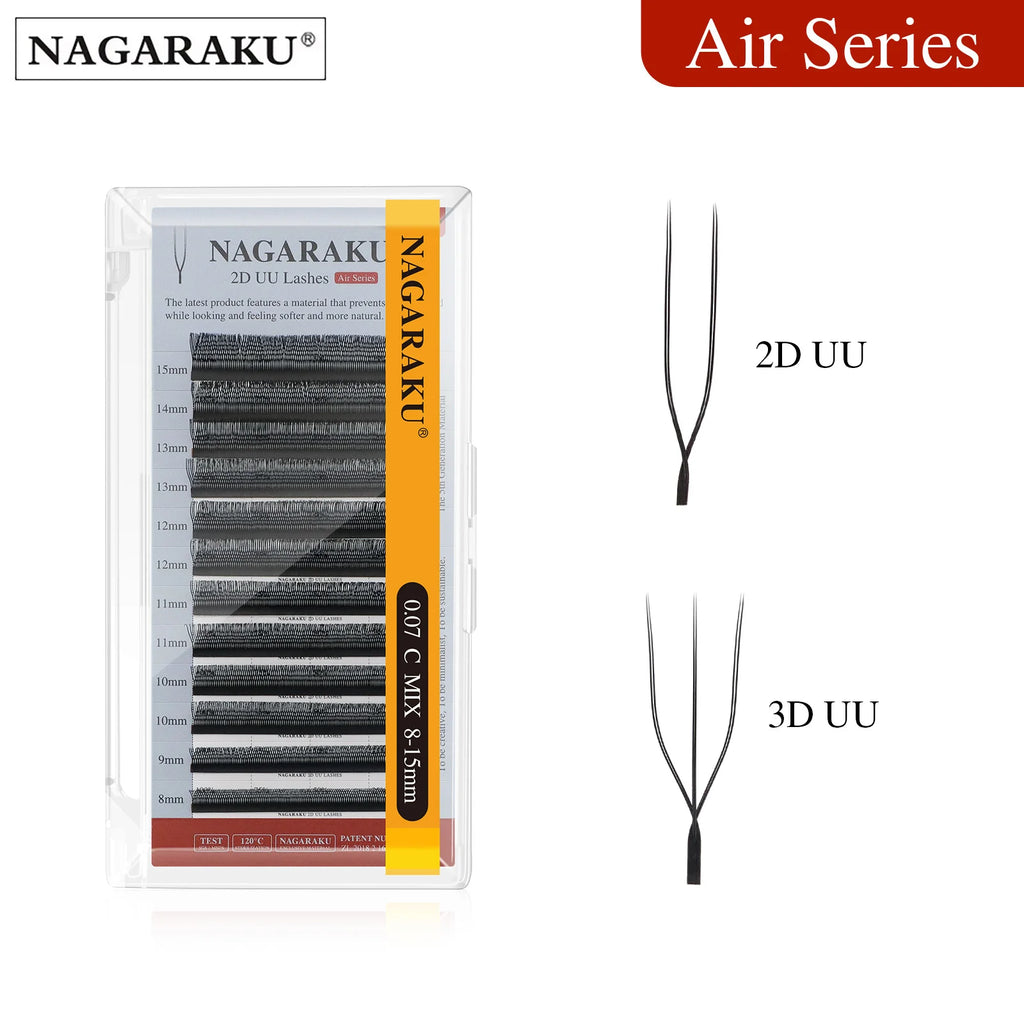 NAGARAKU 2D 3D UU Lashes U Shape Eyelash Premium Soft YY Eyelashes Extension Makeup Mesh Net Cross Volume Eyelash