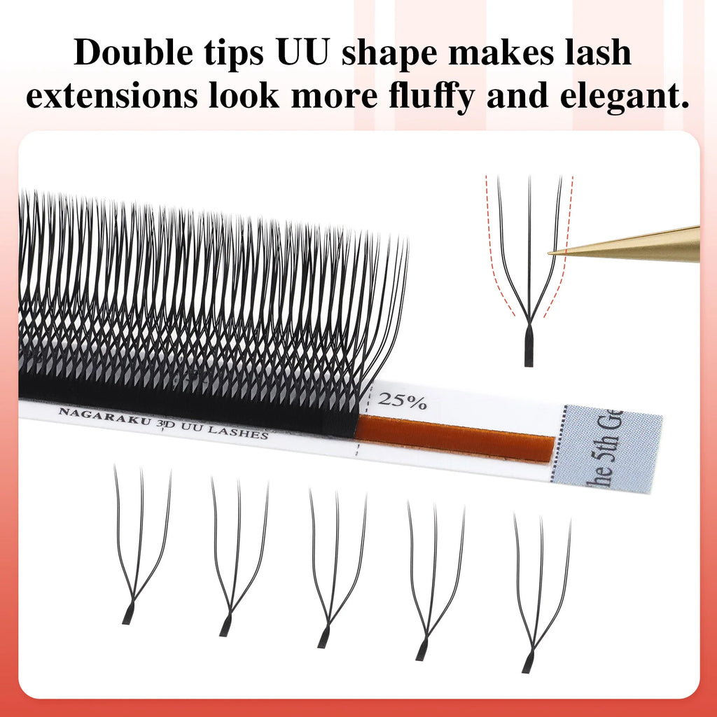 NAGARAKU 2D 3D UU Lashes U Shape Eyelash Premium Soft YY Eyelashes Extension Makeup Mesh Net Cross Volume Eyelash