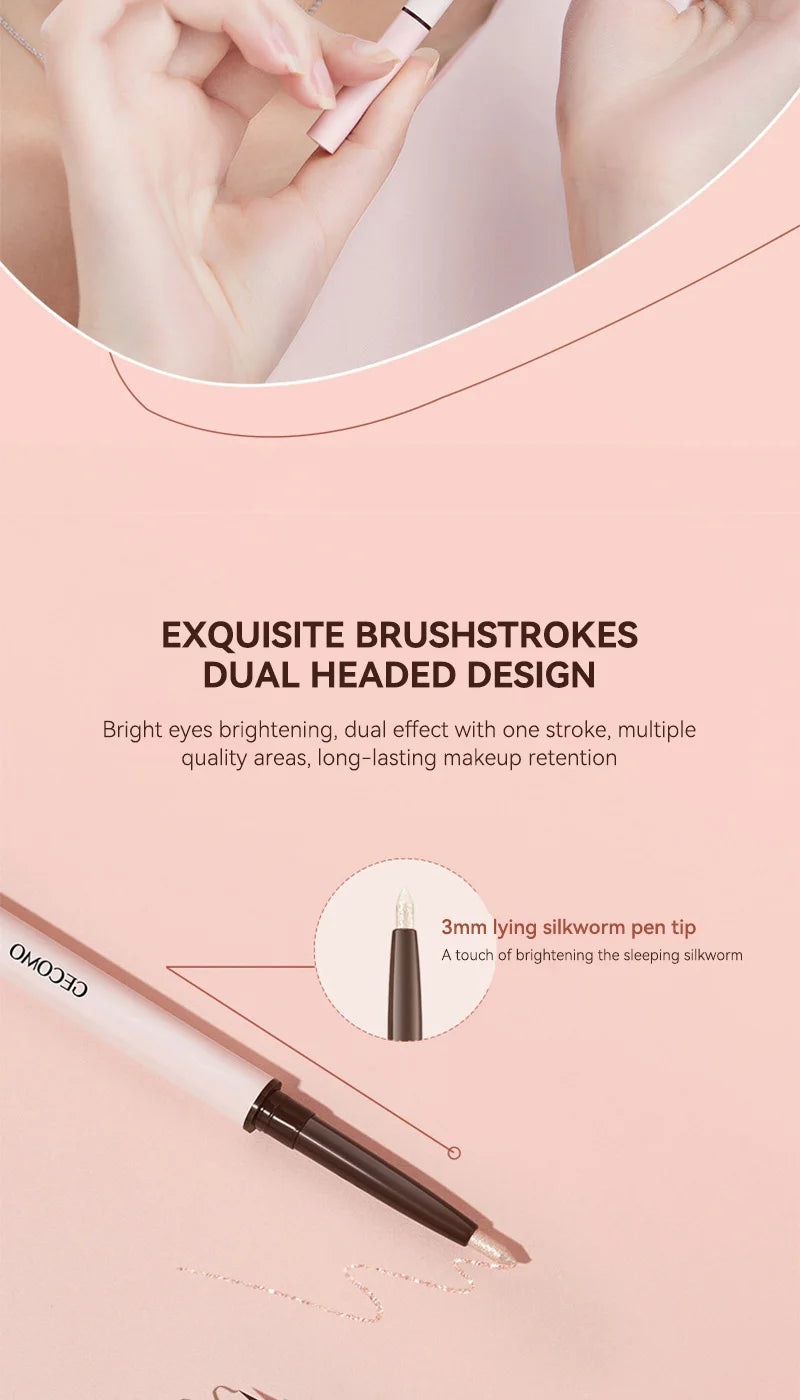 GECOMO 3D star eye double head silkworm pen, keep makeup lasting, waterproof and not easy to stain, brighten