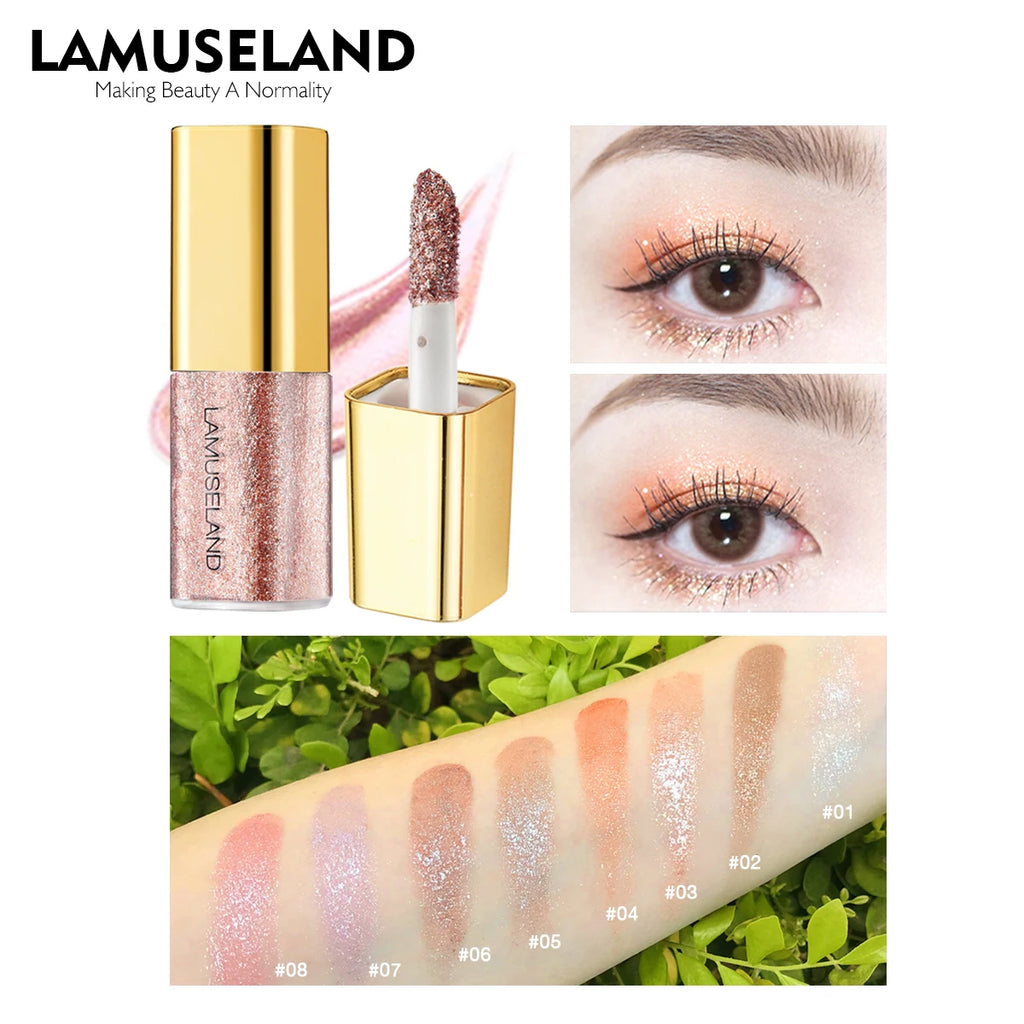 Pearly Liquid Eyeshadow Makeup Natural Smokey Silver Shimmer Glitter Diamond Shadows For Eyelids Waterproof Beauty Highlighter