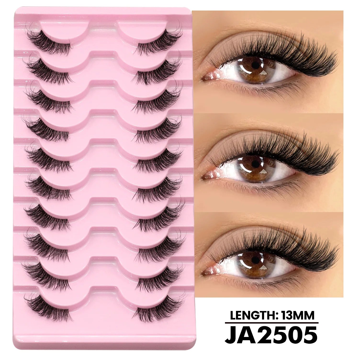 GROINNEYA Two Boxs Half Eyelashes Natural Fluffy Cat Eye Lashes Soft Wispy Faux Mink Lashes Winged End Eye Elongated Eyelashes