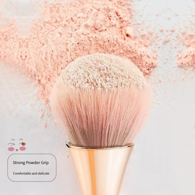 Rose Golden Fan Makeup Brush,Cosmetic Brush Loose Powder Brush ,Highlighting Brush Blush Brush-Soft Hair Makeup Fixing