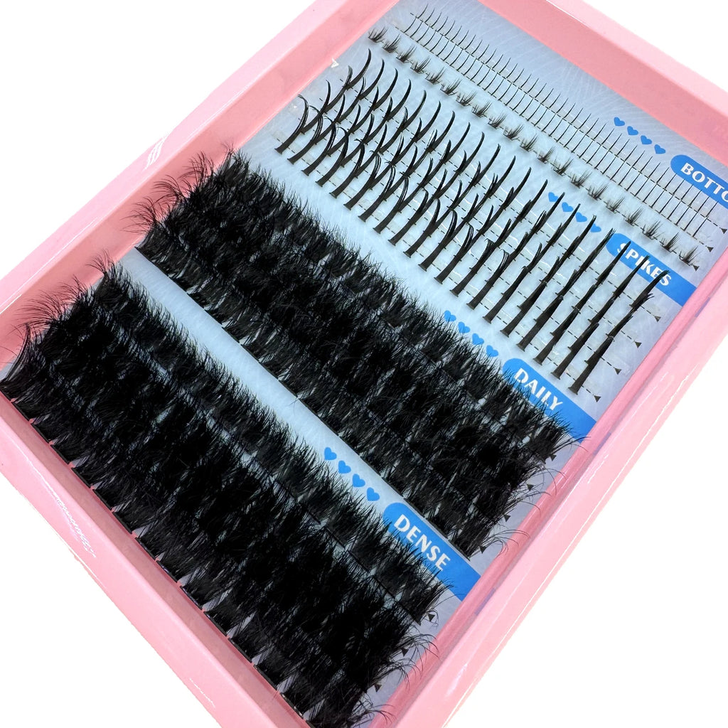 60-150D Cluster Eyelash Extensions with Lash Spikes Lash Clusters Wispy Eyelashes Clusters Fluffier Individual Lashes Clusters