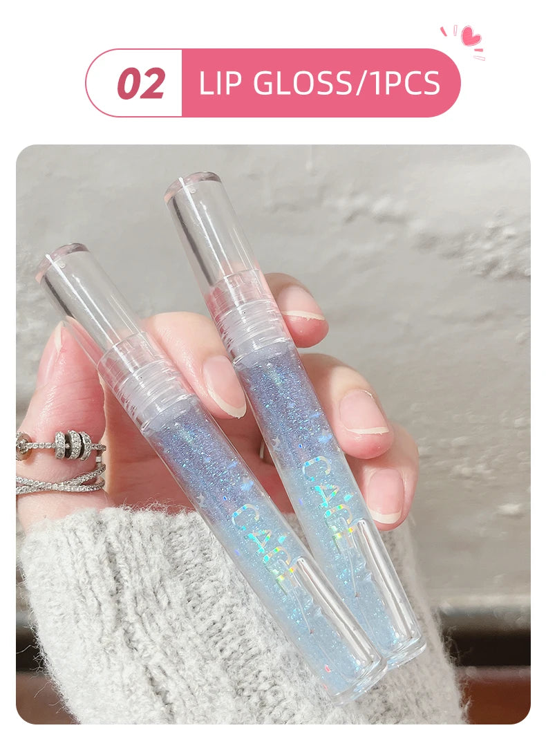 CACE Matte Liquid Lipstick Makeup Sets 4 Colors Lipgloss And 1pc Transparent Lipgloss And 1pc Lip Balm Plumper And Necklace Gift