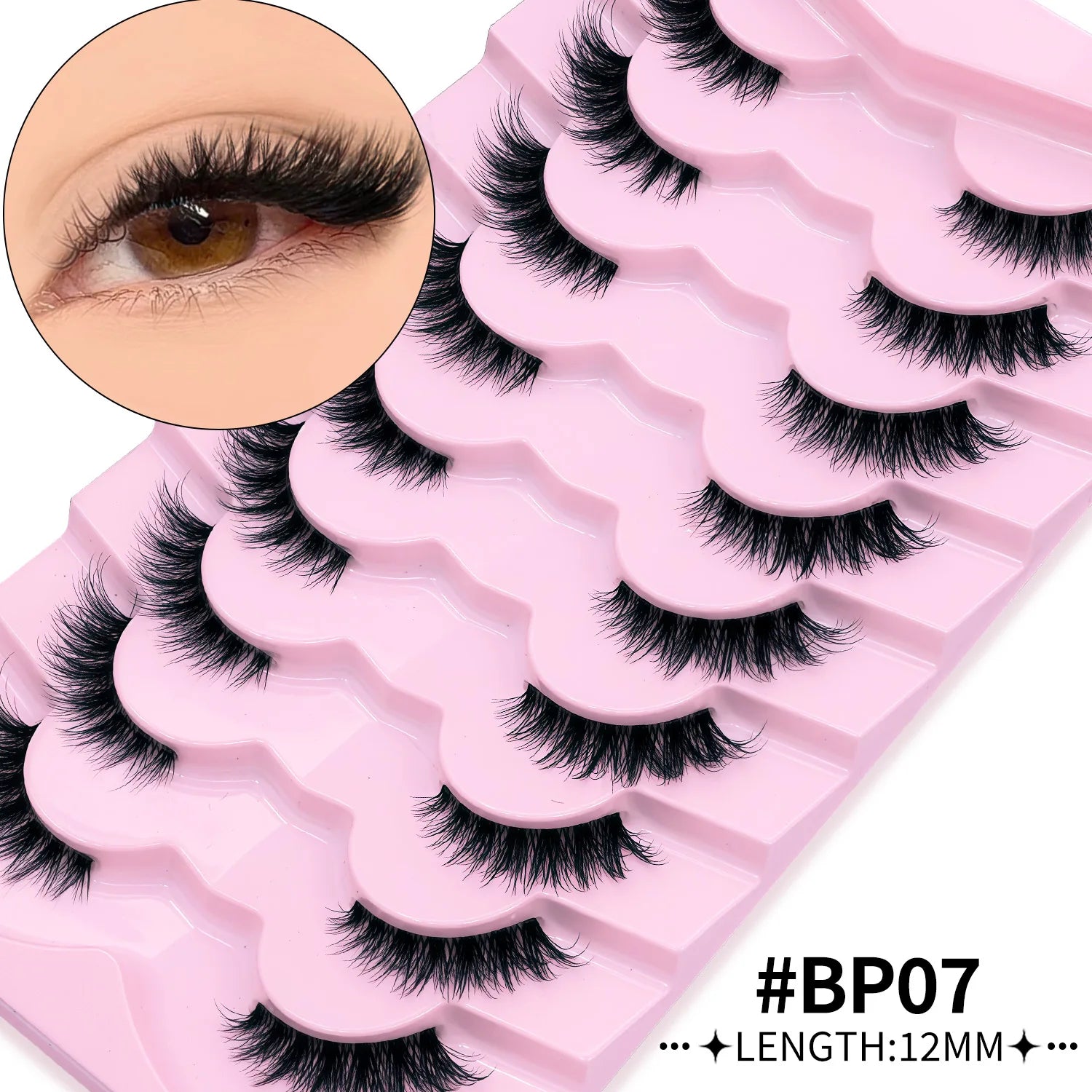 GROINNEYA Half Lashes Natural Fake Lashes Wispy Cat Eye Lashes Clear Band Accent Short False Eyelashes Make up